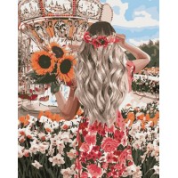 Картина по номера - Момиче със слънчогледи – GX 42152