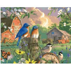 Картина по номера - Птици на оградата GX 42182