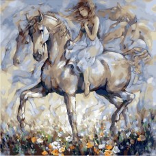 Картина по номера - Дама с коне - TX 5078