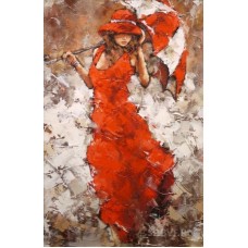 Комплект за рисуване по номера - Жената  в червена рокля GX 21791