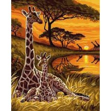 Комплект за рисуване по номера - Жирафи GX 32559