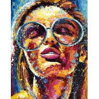 Комплект за рисуване по номера - Момиче с очила ZG 33905