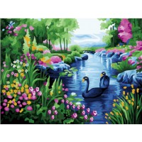Картина по номера - Черни лебеди на езерото ZE 5967