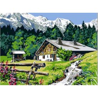 Комплект за рисуване по номера - Планинска къща EX 6071