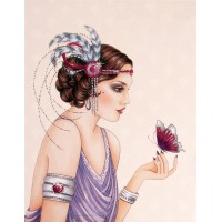 Дама с красиви гривни и пеперуда- диамантен гоблен LD 304023