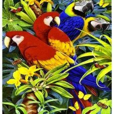 GI 304129 Диамантен гоблен - Семейство папагали