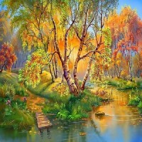 PZ 304154 Диамантен гоблен - Есенно езерце