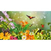  FL 304099 Цветни пеперуди - Диамантен гоблен