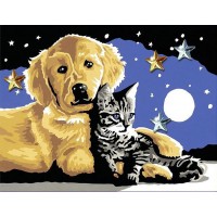 Котка и куче - Картина по номера CX 3532