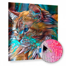 GI 1101 Цветна котка - Диамантен гоблен 