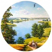 Диамантен гоблен с кръгла форма - Селски пейзаж DRL 2273