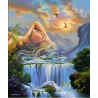 Жена и водопад - Картина по номера ZG 39933