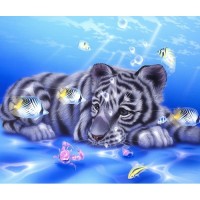 Картина по номера - Тигър и риба ZP 104