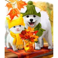 Кучета през есента - Картина по номера ZE 3946