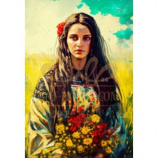 Момиче с пролетен букет - Картина по номера ZG 10189