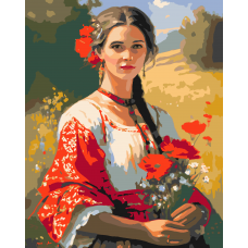 Момиче с полски цветя - Картина по номера ZG 10192