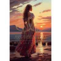 Момиче и вечерно море - Картина по номера ZG 10203