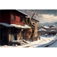 Зимен ден на село - Картина по номера ZG 10027