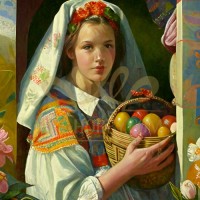 Момиче и Великден - Картина по номера ZP 425