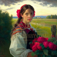 Портрет на момиче с цветя - Картина по номера ZP 432