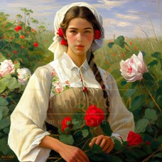 Българка с рози - Картина по номера ZP 433