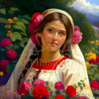 Хубавица с розички - Картина по номера ZP 436