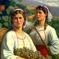 Момичета и грозде - Картина по номера ZP 438