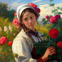 Портрет на момиче с рози - Картина по номера ZP 444