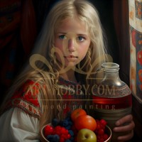 Момиченце с плодове - Картина по номера ZP 445