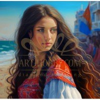 Момиче до морето - Картина по номера ZP 477
