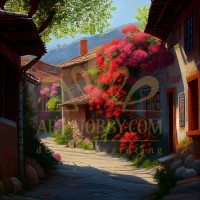 Селски къщи и цветя - Картина по номера ZP 488