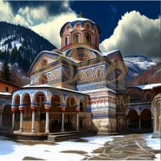Рилски монастир през зимата - Картина по номера ZP 498