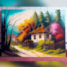 Есенна селска къща - Картина по номера ZG 10124