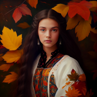 Българка с есенни листа - Картина по номера ZP 6050