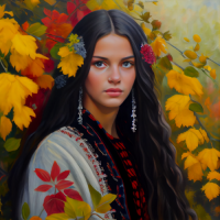 Българка с есенни цветя - Картина по номера ZP 6051