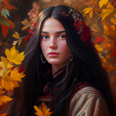Българка с есенни цветя - Картина по номера ZP 6052