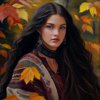 Българка с есенни листа - Картина по номера ZP 6055