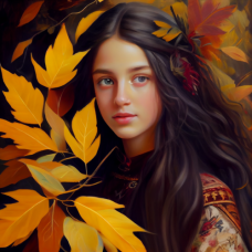 Българка с есенни листа - Картина по номера ZP 6056