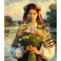 Момиче с цветя - Картина по номера ZG 6010