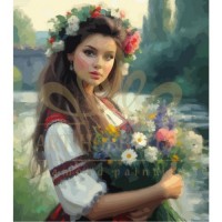 Момиче с цветя - Картина по номера ZG 6009