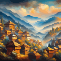 Планинско село - Картина по номера ZP 812