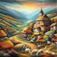Родопско село - Картина по номера ZP 814