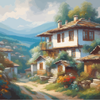 Селски къщи - Картина по номера ZP 819