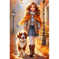 Момиче и куче - Картина по номера ZG 10807