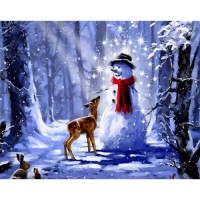 Снежен човек в гората - Картина по номера ZG 10914