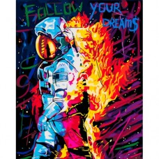 Флуорисцентните картини - Астронавт с огън FLU 76