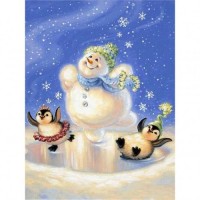 Картина по номера - Снежен човек и пингвини ZE 3495