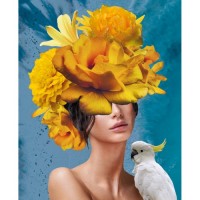 Картина по номера - Момиче с цветя и папагал ZE 3605