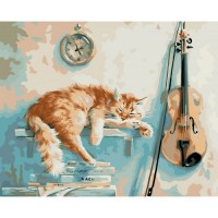 Картина по номера - Котка и цигулка ZE 3762