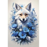 Картина по номера - Лисица със сини цветя ZE 3794